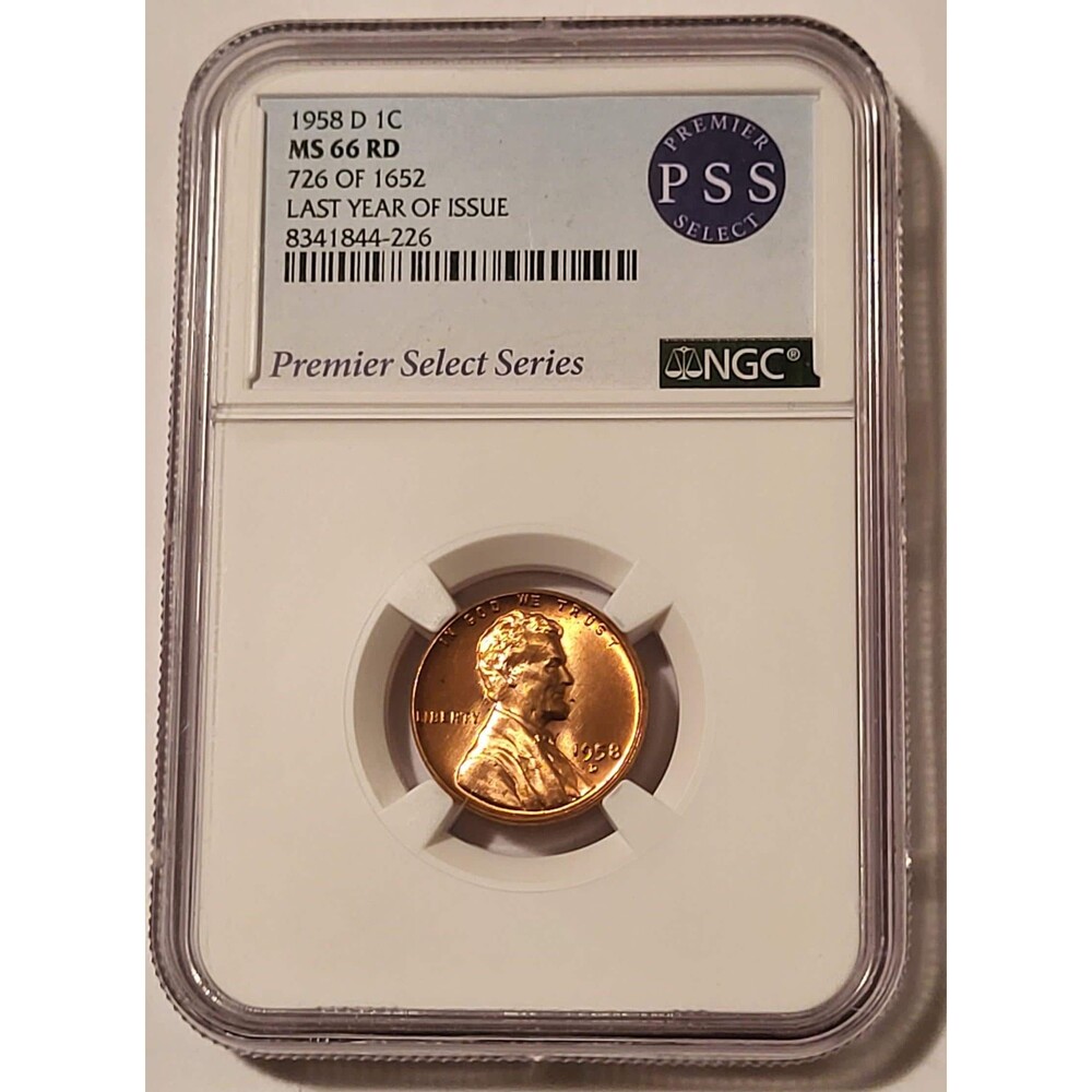 1958 D Lincoln Wheat Cent MS66 RED NGC PSS 726